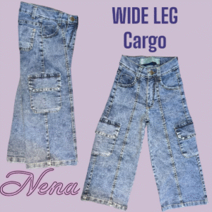 Jeans wide leg cargo nevado