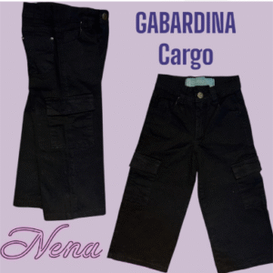 Wide leg cargo de gabardina